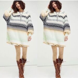 Free People Frozen Forrest Oversized Tunic Knit Sweater